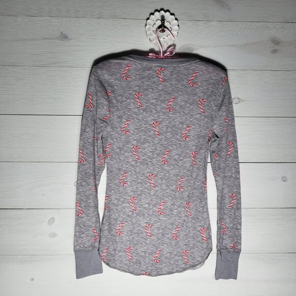 Old Navy Christmas Candy Cane Waffle Knit Thermal Top. Holiday - Picture 4 of 6